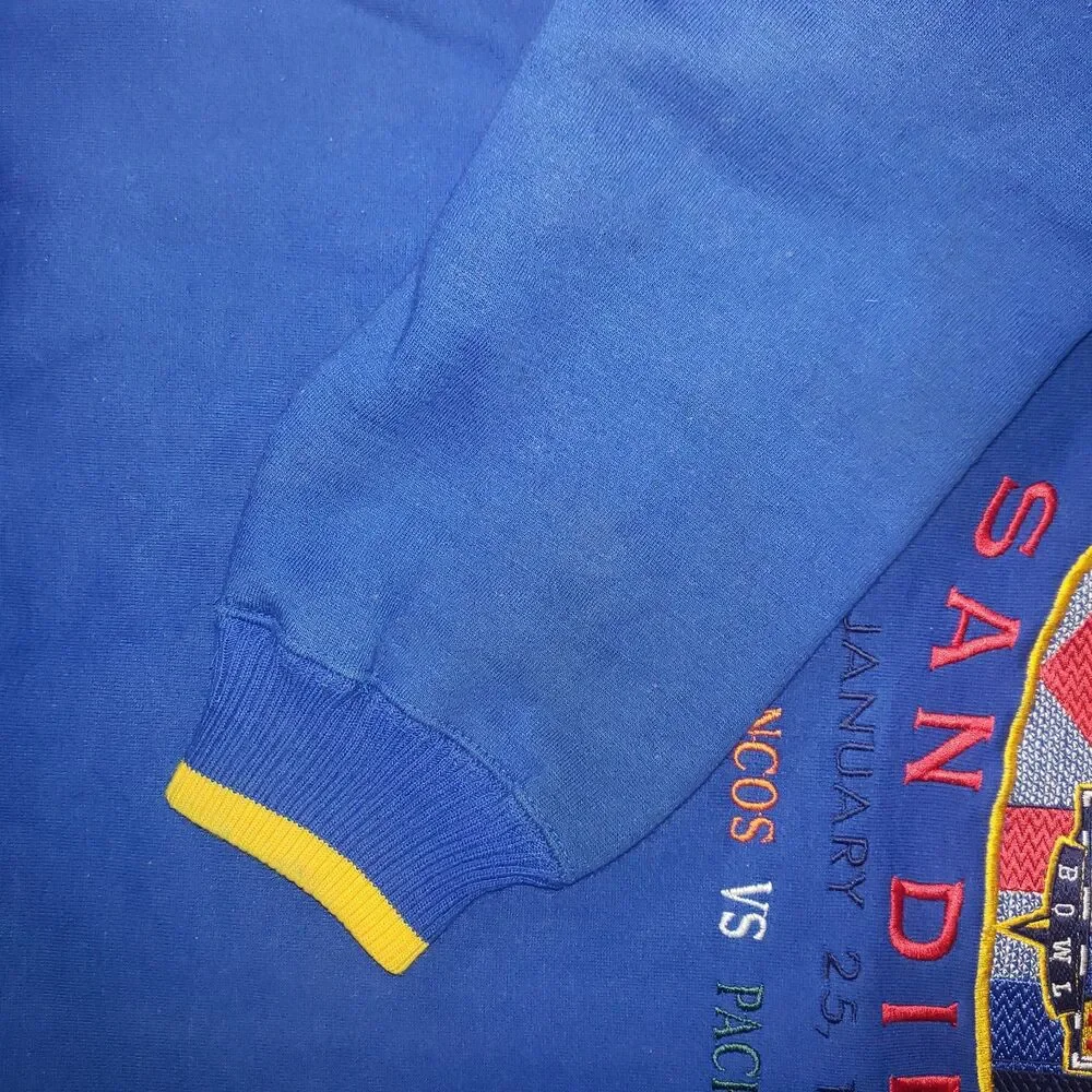 Vintage 1998 Blue SUPER BOWL XXXII San Diego Sweatshirt Mens Size Large